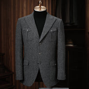 Textured Wool Jacket & Pleated Trousers