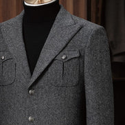 Textured Wool Jacket & Pleated Trousers