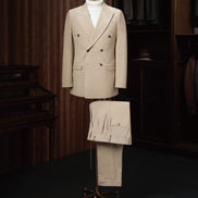 Cream Corduroy  Suit, Double Breasted, Front on