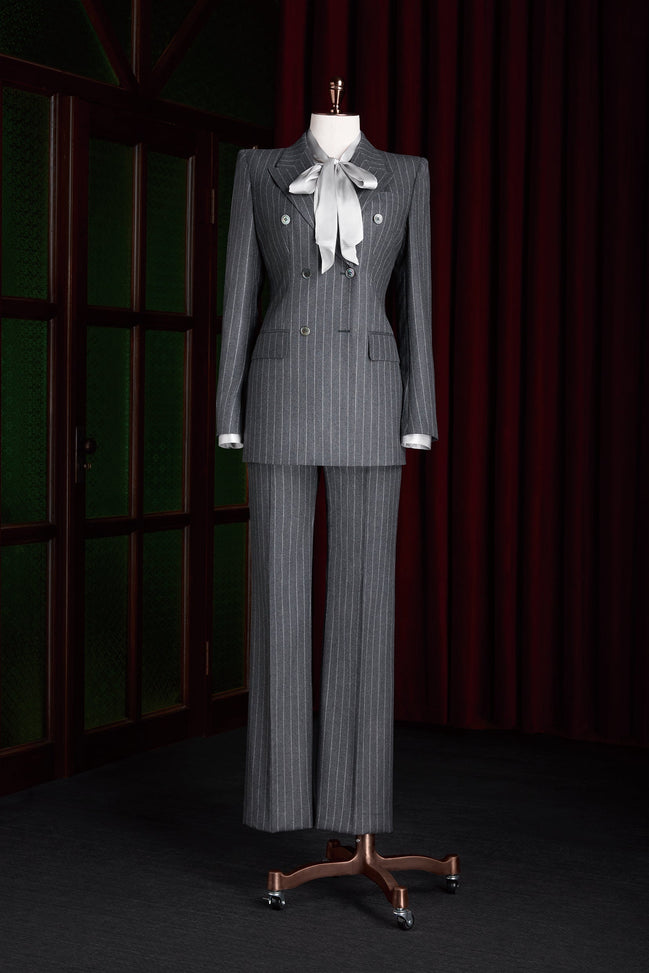 Grey & White Pinstripe Suit