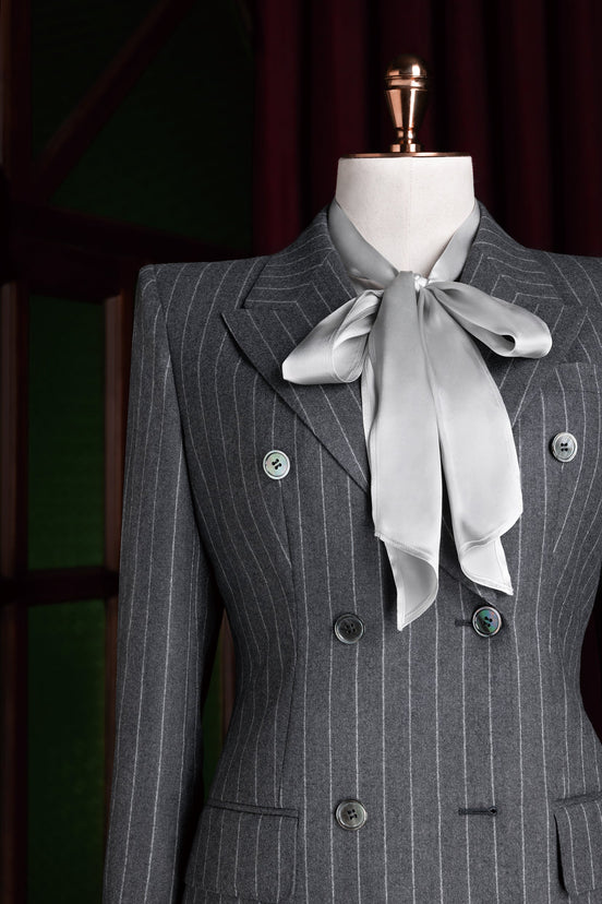 Grey & White Pinstripe Suit