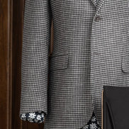 Grey Houndstooth Blazer & Black Trousers