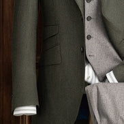 Olive Blazer & Light Grey Trousers