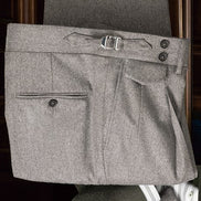 Olive Blazer & Light Grey Trousers