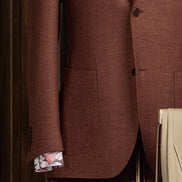 Rust Blazer & Classic Beige Trousers