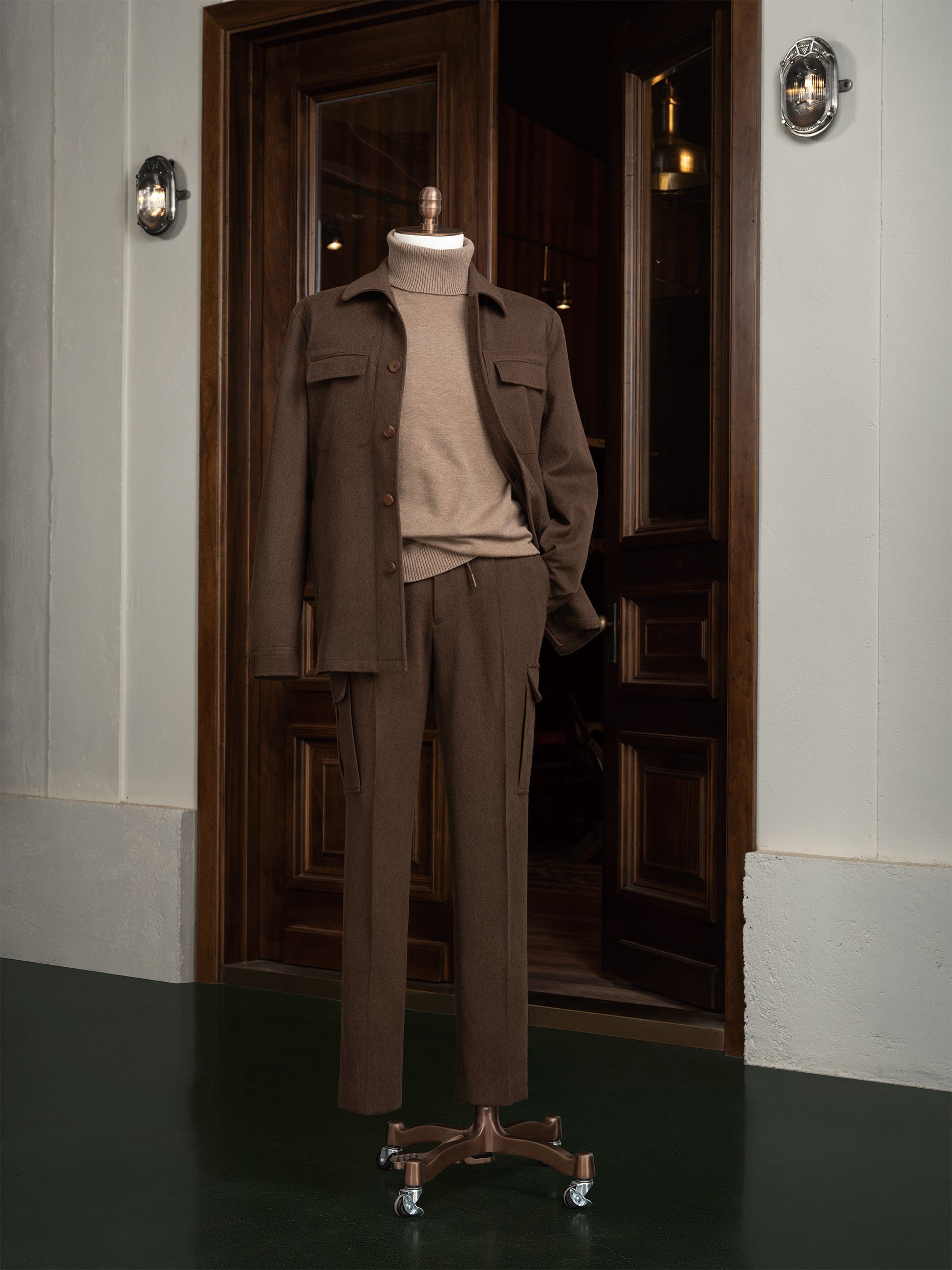Earthy Brown Jacket & Cargo-Style Trousers – demo-store-mini-pollheim-suits
