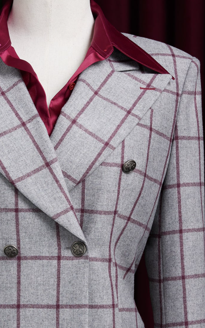Light Grey & Red Checked Jacket