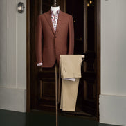 Rust Blazer & Classic Beige Trousers