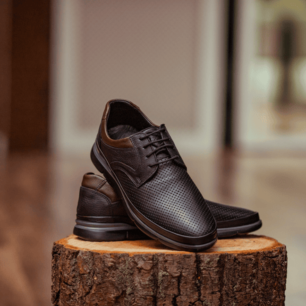 Black Leather Lace Up Shoes