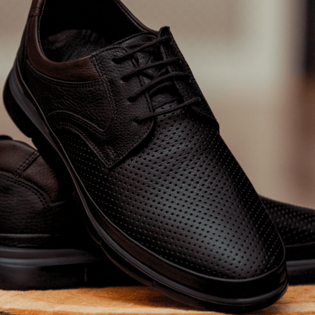 Black Leather Lace Up Shoes