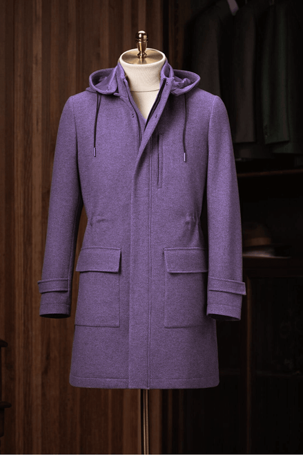 Unisex Wool Overcoat with Fitted Drawrope