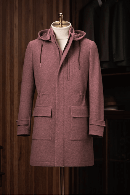 Unisex Wool Overcoat with Fitted Drawrope