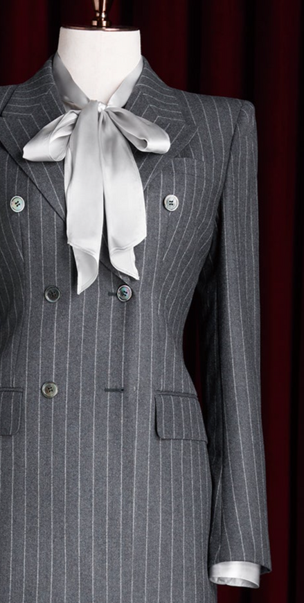 Grey & White Pinstripe Suit